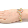 Oro Laminado Fancy Bracelet, Gold Filled Style Heart Design, with Rhodolite Crystal, Polished, Golden Finish, 03.59.0056.08