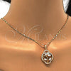 Oro Laminado Pendant Necklace, Gold Filled Style Leaf and Teardrop Design, with White Cubic Zirconia, Polished, Golden Finish, 04.217.0003.18
