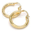 Oro Laminado Medium Hoop, Gold Filled Style Hollow Design, Diamond Cutting Finish, Golden Finish, 02.170.0109.30