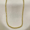 Oro Laminado Basic Necklace, Gold Filled Style Rope Design, Polished, Golden Finish, 04.213.0136.30