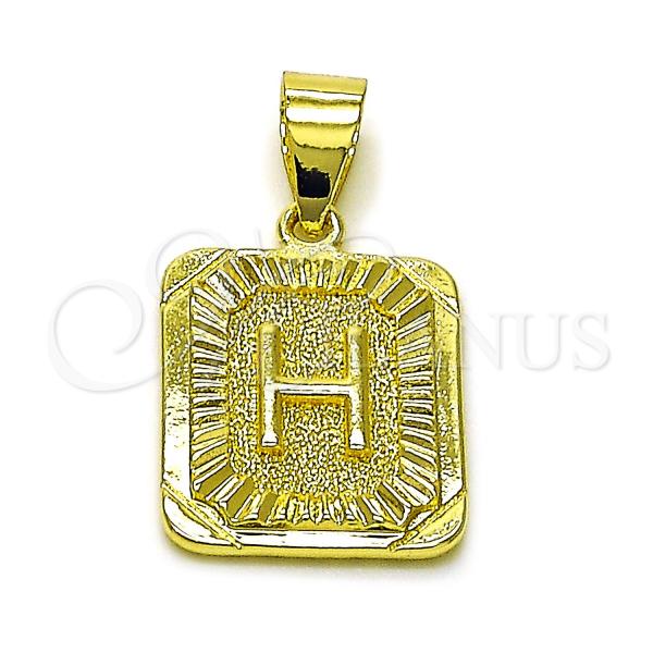 Oro Laminado Fancy Pendant, Gold Filled Style Initials Design, Diamond Cutting Finish, Golden Finish, 05.411.0048