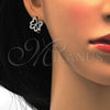 Sterling Silver Huggie Hoop, Butterfly Design, with White Micro Pave, Polished, Rhodium Finish, 02.175.0049.10