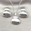 Rhodium Plated Earring and Pendant Adult Set, Chunky Design, Polished, Rhodium Finish, 10.163.0028