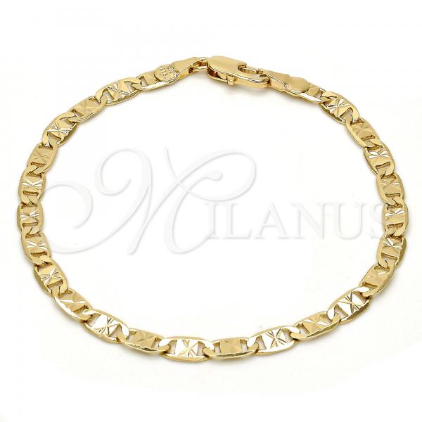 Oro Laminado Basic Bracelet, Gold Filled Style Mariner Design, Diamond Cutting Finish, Golden Finish, 5.222.030.07