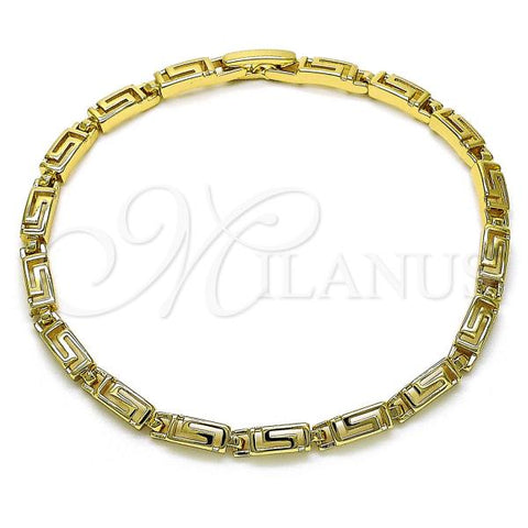 Oro Laminado Fancy Bracelet, Gold Filled Style Greek Key Design, Polished, Golden Finish, 03.213.0272.07