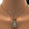 Oro Laminado Religious Pendant, Gold Filled Style Jesus Design, with White Micro Pave, Polished, Golden Finish, 05.120.0039