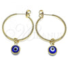 Oro Laminado Medium Hoop, Gold Filled Style Evil Eye Design, Blue Resin Finish, Golden Finish, 02.63.2743.30