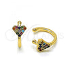 Oro Laminado Earcuff Earring, Gold Filled Style with Multicolor Micro Pave, Polished, Golden Finish, 02.210.0691.1