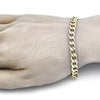 Oro Laminado Basic Bracelet, Gold Filled Style Curb Design, Polished, Golden Finish, 5.222.002.08