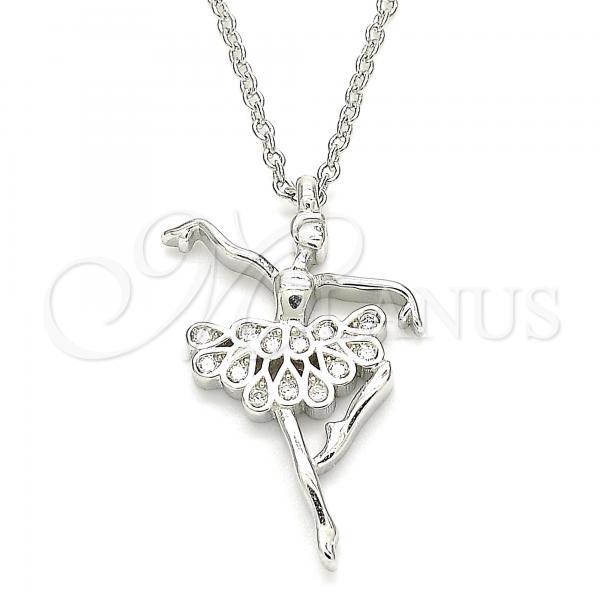 Sterling Silver Pendant Necklace, with White Cubic Zirconia, Polished, Rhodium Finish, 04.336.0157.16