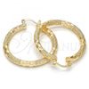 Oro Laminado Medium Hoop, Gold Filled Style Hollow Design, Diamond Cutting Finish, Golden Finish, 02.170.0125.40