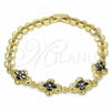 Oro Laminado Fancy Bracelet, Gold Filled Style with Black Cubic Zirconia, Polished, Golden Finish, 03.357.0015.3.07