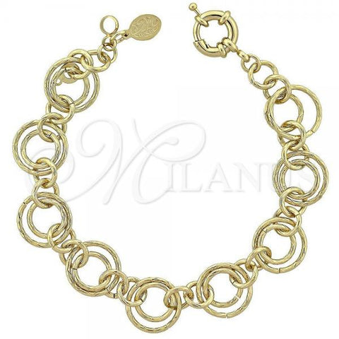 Oro Laminado Fancy Bracelet, Gold Filled Style Diamond Cutting Finish, Golden Finish, 5.036.005