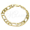 Oro Laminado Basic Bracelet, Gold Filled Style Figaro Design, Polished, Golden Finish, 03.213.0095.08