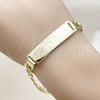 Oro Laminado ID Bracelet, Gold Filled Style Curb Design, Polished, Golden Finish, 03.213.0131.08
