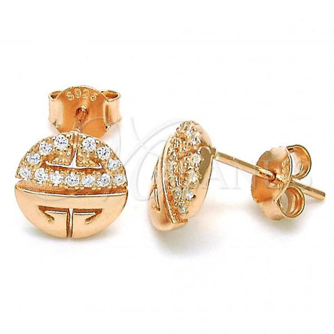 Sterling Silver Stud Earring, with White Cubic Zirconia, Polished, Rose Gold Finish, 02.336.0115.1