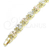 Oro Laminado Fancy Bracelet, Gold Filled Style Dragon-Fly Design, Diamond Cutting Finish, Tricolor, 03.380.0062.08