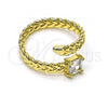 Oro Laminado Multi Stone Ring, Gold Filled Style with White Cubic Zirconia, Polished, Golden Finish, 01.213.0018.2