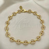 Oro Laminado Fancy Anklet, Gold Filled Style with White Micro Pave, Polished, Golden Finish, 04.63.1402.10