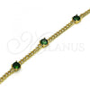 Oro Laminado Fancy Bracelet, Gold Filled Style with Green Cubic Zirconia, Polished, Golden Finish, 03.213.0161.07