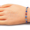 Oro Laminado Fancy Bracelet, Gold Filled Style Evil Eye Design, Multicolor Resin Finish, Golden Finish, 03.63.2212.07