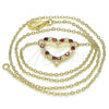 Oro Laminado Pendant Necklace, Gold Filled Style Heart Design, with Garnet and White Micro Pave, Polished, Golden Finish, 04.156.0359.1.20