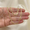 Oro Laminado Basic Necklace, Gold Filled Style Curb Design, Polished, Golden Finish, 5.222.006.24
