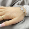 Sterling Silver Fancy Bracelet, Flower Design, with White Cubic Zirconia, Polished, Silver Finish, 03.398.0003.07