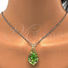 Gold Tone Pendant Necklace, Flower Design, with Green Azavache, Polished, Rhodium Finish, 04.276.0017.18.GT