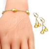 Oro Laminado Earring and Pendant Children Set, Gold Filled Style Ladybug Design, with White Crystal, Yellow Enamel Finish, Golden Finish, 06.60.0005.2