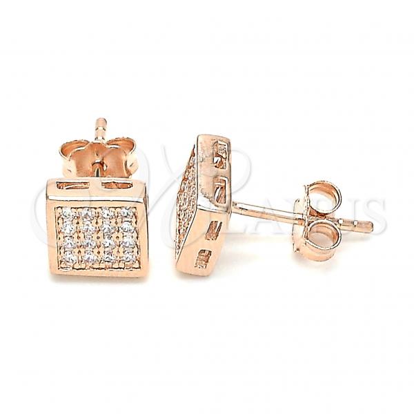 Sterling Silver Stud Earring, with White Cubic Zirconia, Polished, Rose Gold Finish, 02.369.0020.1