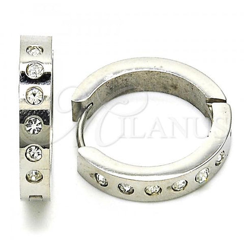 Stainless Steel Huggie Hoop, with White Crystal, Polished, Steel Finish, 02.216.0064.1.20