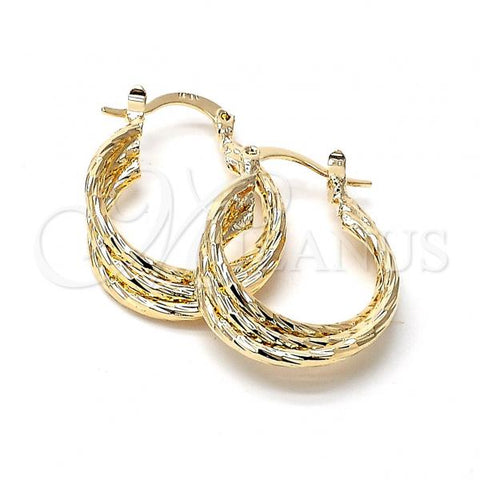 Oro Laminado Small Hoop, Gold Filled Style Diamond Cutting Finish, Golden Finish, 5.147.042