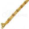 Gold Tone Fancy Bracelet, Flower and Rattle Charm Design, with White Crystal, Polished, Golden Finish, 03.270.0005.07.GT