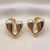 Oro Laminado Stud Earring, Gold Filled Style Heart Design, Polished, Golden Finish, 02.195.0328