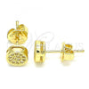 Oro Laminado Stud Earring, Gold Filled Style with White Micro Pave, Polished, Golden Finish, 02.156.0478