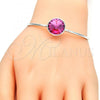 Rhodium Plated Individual Bangle, with Rose Swarovski Crystals, Polished, Rhodium Finish, 07.239.0012.9 (02 MM Thickness, One size fits all)