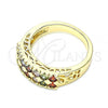 Oro Laminado Multi Stone Ring, Gold Filled Style with Multicolor Cubic Zirconia, Polished, Golden Finish, 01.346.0023.1.07