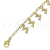 Oro Laminado Charm Anklet , Gold Filled Style Dolphin and Paperclip Design, Polished, Golden Finish, 03.372.0017.10