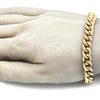 Oro Laminado Basic Bracelet, Gold Filled Style Miami Cuban Design, Polished, Golden Finish, 04.63.0130.1.08