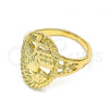 Oro Laminado Elegant Ring, Gold Filled Style Praying Hands and Cross Design, Polished, Golden Finish, 01.380.0011.08