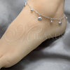 Sterling Silver Fancy Anklet, Elephant and Ball Design, Polished, Silver Finish, 03.409.0145.10