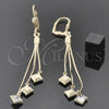 Oro Laminado Long Earring, Gold Filled Style with  Cubic Zirconia, Golden Finish, 5.101.009