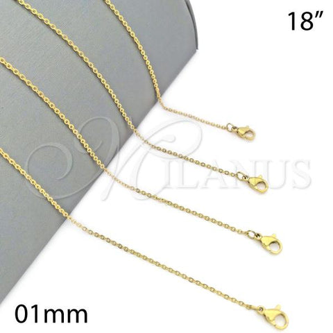 Stainless Steel Basic Necklace, Polished, Golden Finish, 5.223.024.3.18