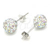 Sterling Silver Stud Earring, with Aurore Boreale Crystal, Polished, Rhodium Finish, 02.332.0042.13