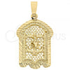 Oro Laminado Religious Pendant, Gold Filled Style Crucifix Design, Diamond Cutting Finish, Golden Finish, 5.186.018