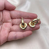 Oro Laminado Dangle Earring, Gold Filled Style Heart and Hollow Design, Polished, Golden Finish, 02.213.0662.20