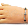 Oro Laminado Fancy Bracelet, Gold Filled Style Four-leaf Clover and Miami Cuban Design, with Black Micro Pave, Polished, Golden Finish, 03.284.0057.3.07