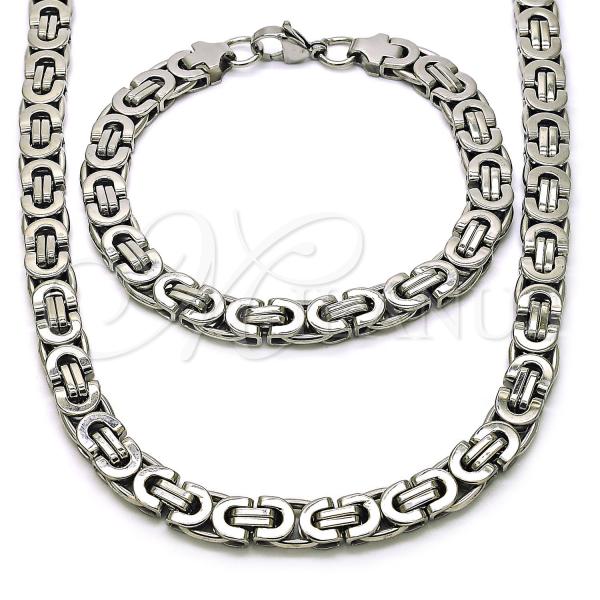 Stainless Steel Necklace and Bracelet, Polished, Steel Finish, 06.116.0057.1