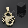 Oro Laminado Fancy Pendant, Gold Filled Style Scorpion Design, Diamond Cutting Finish, Golden Finish, 5.187.021